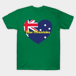 Blue Mountains NSW Australia Australian Flag Heart T-Shirt